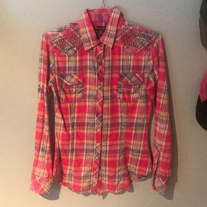 Rock and Roll Cowgirl button down plaid shirt